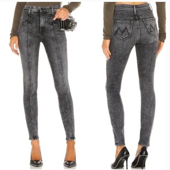 MOTHER The Swooner Ultra High-Rise Seamed Skinny Jeans in Train Stops Sz. 24 - Picture 1 of 16